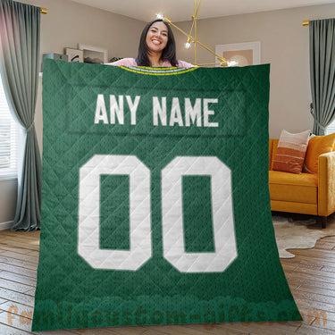 Custom Premium Quilt Blanket Green Bay Jersey American Football Personalized Quilt Gifts for Her & Him